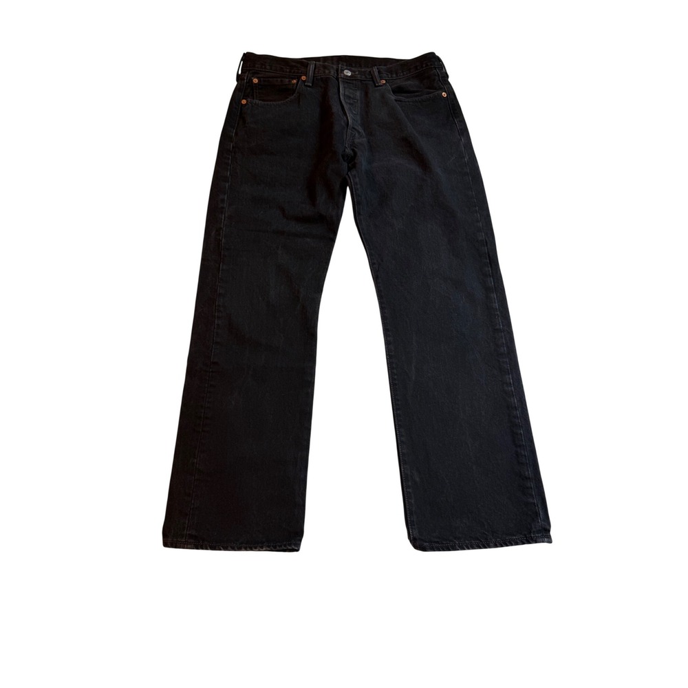 Levis 501 Original Fit Black Straight Leg Jeans‎ Mens W34 L29 Button Fly Denim - Picture 2 of 14
